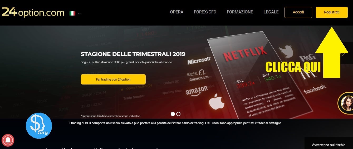 aprire un conto su 24option