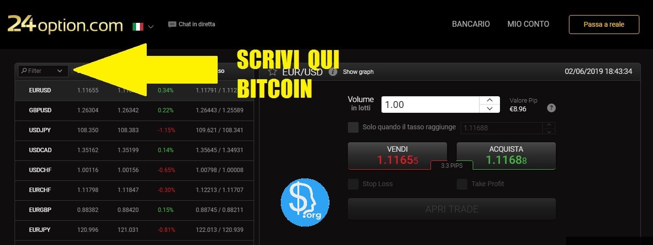 trading con 24option - secondo passo