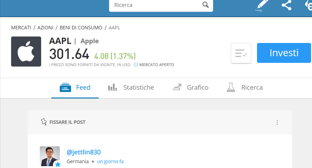 compravendita azione apple