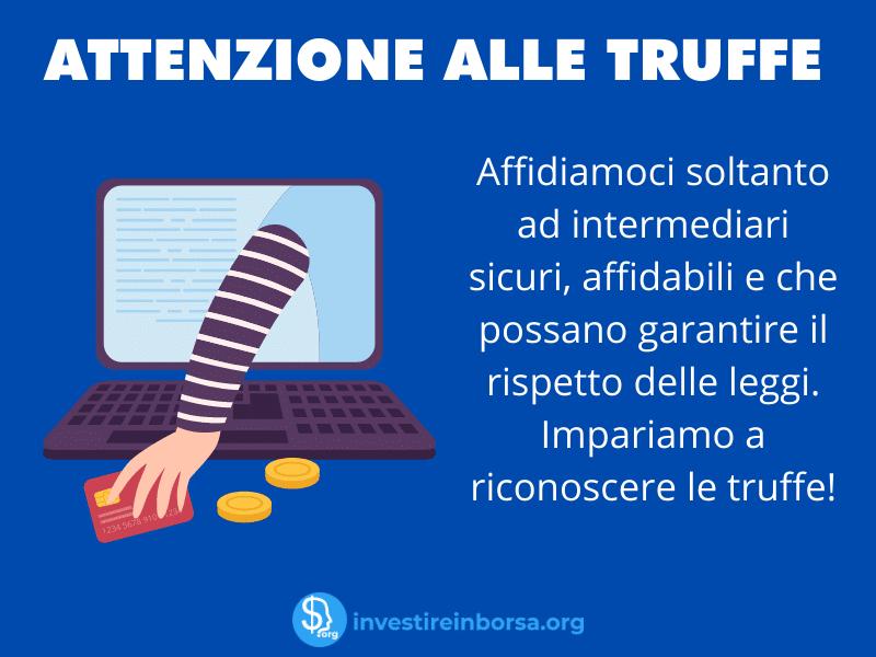 Truffe online nelle azioni - impariamo a riconoscerle - infografica