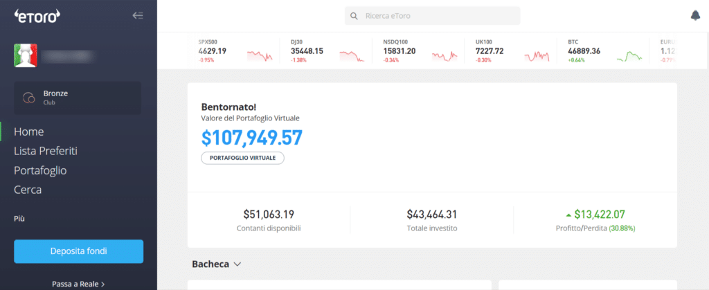 come fare il deposito su eToro per aggiungere i fondi con cui comprare criptovalute