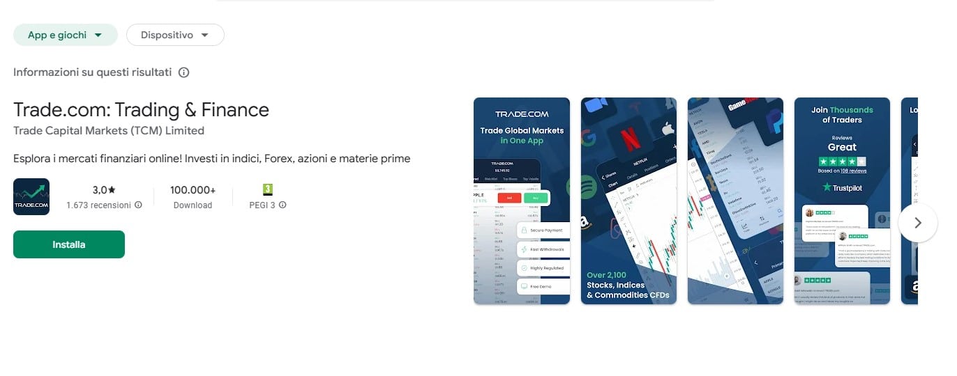 App per investire - Trade.com