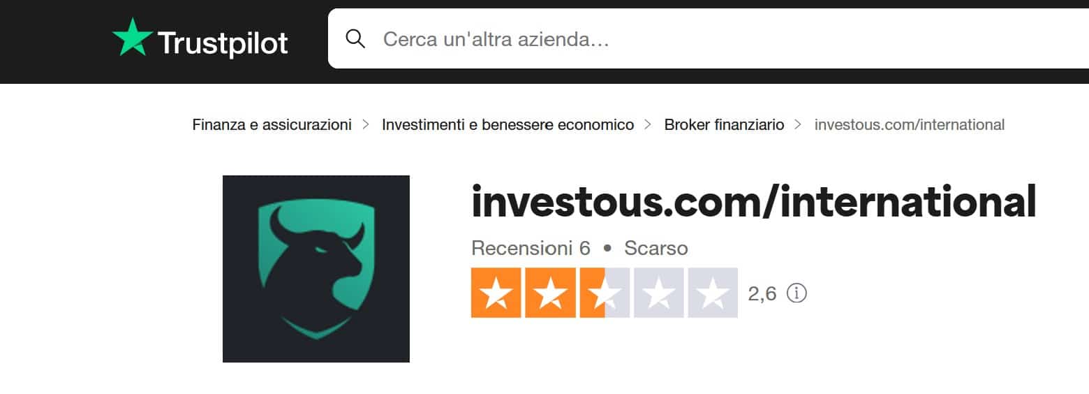 Investous TrustPilot - recensioni