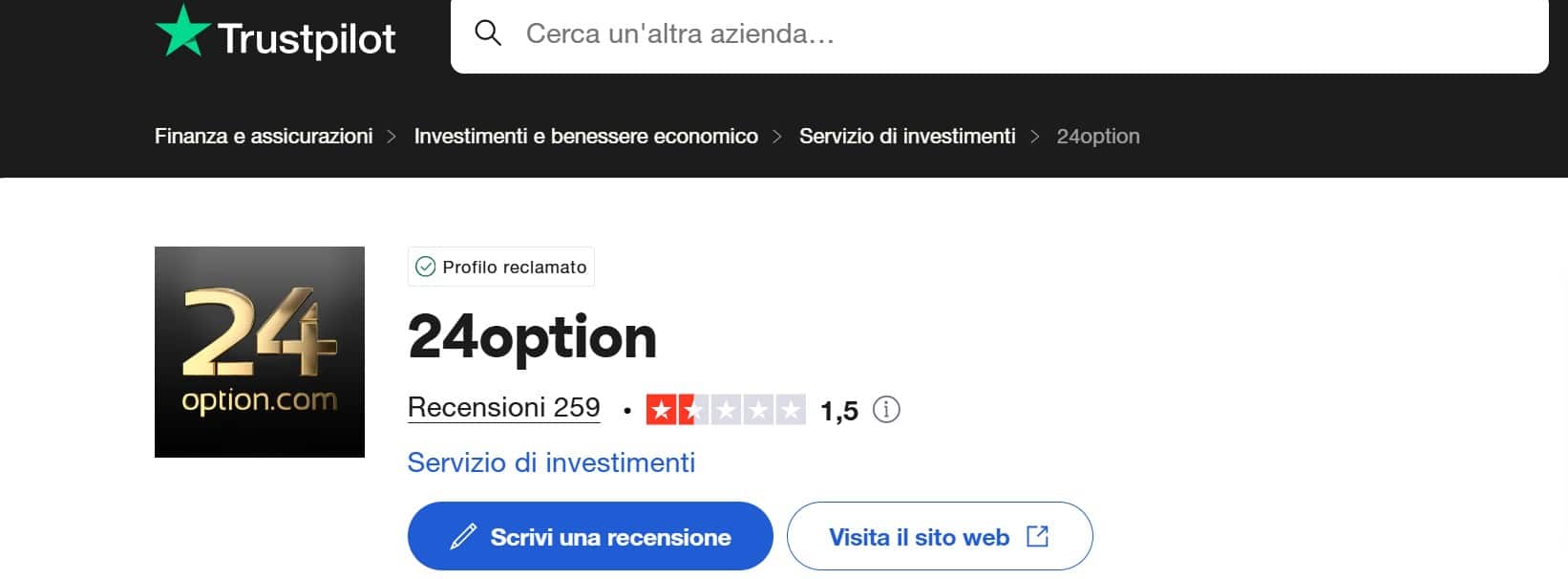 24option recensioni TrustPilot