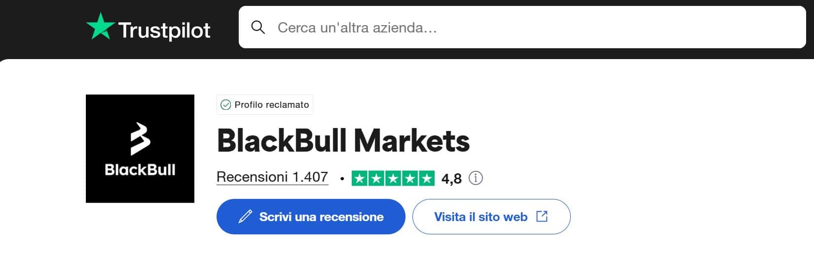 BlackBull Markets recensioni TrustPilot