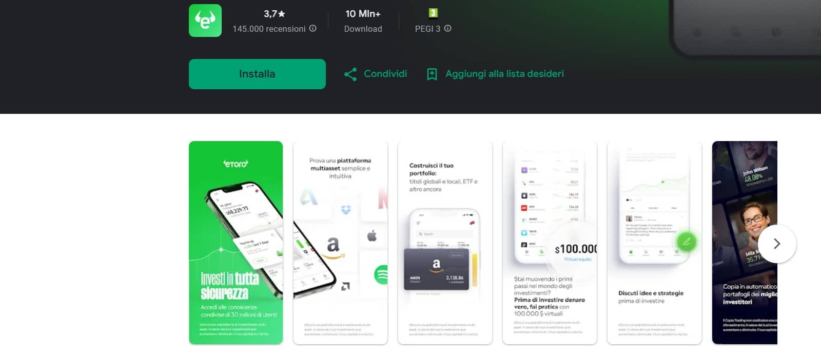 eToro app di trading