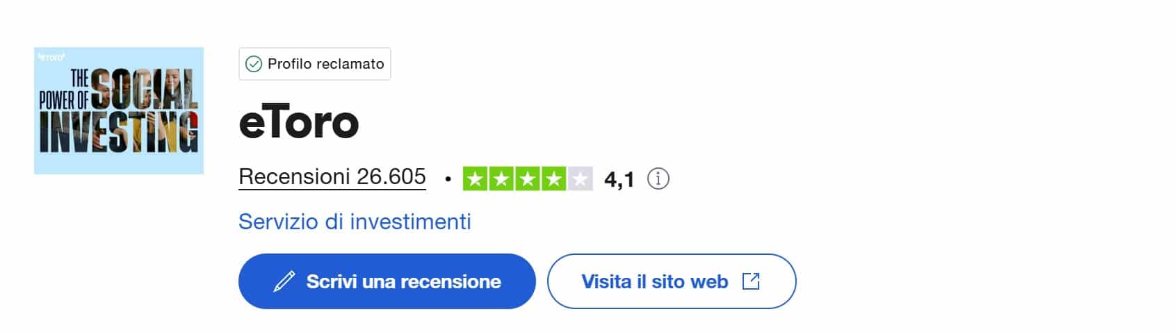eToro - recensioni TrustPilot